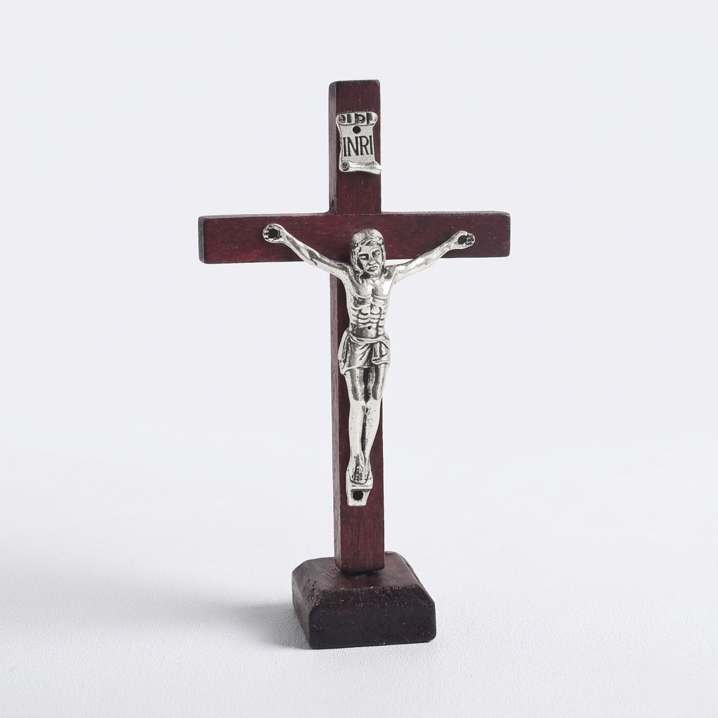 Wooden Jesus Cross with Stand | Religious Crucifix | Catholic Home Decor