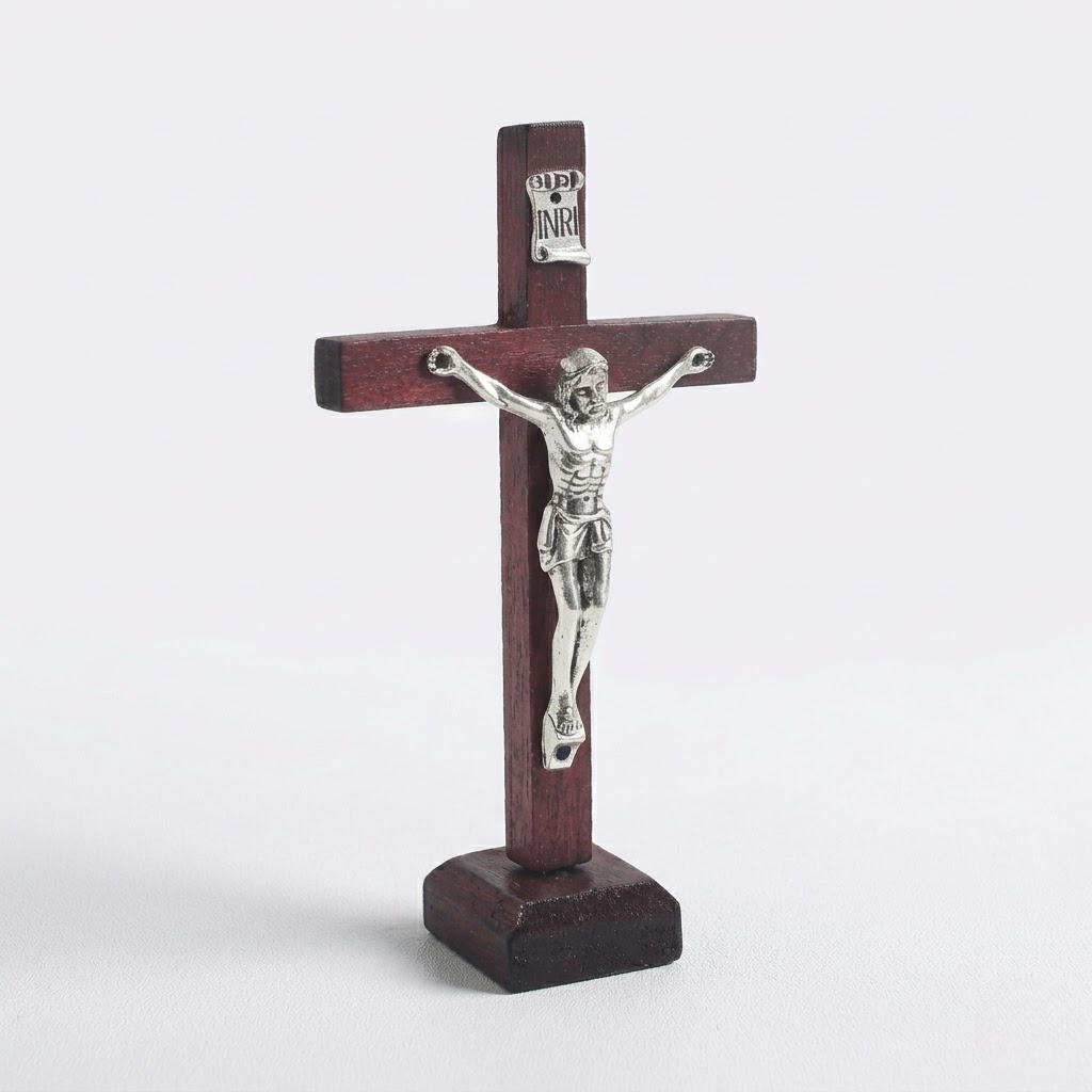 Wooden Jesus Cross with Stand | Religious Crucifix | Catholic Home Decor
