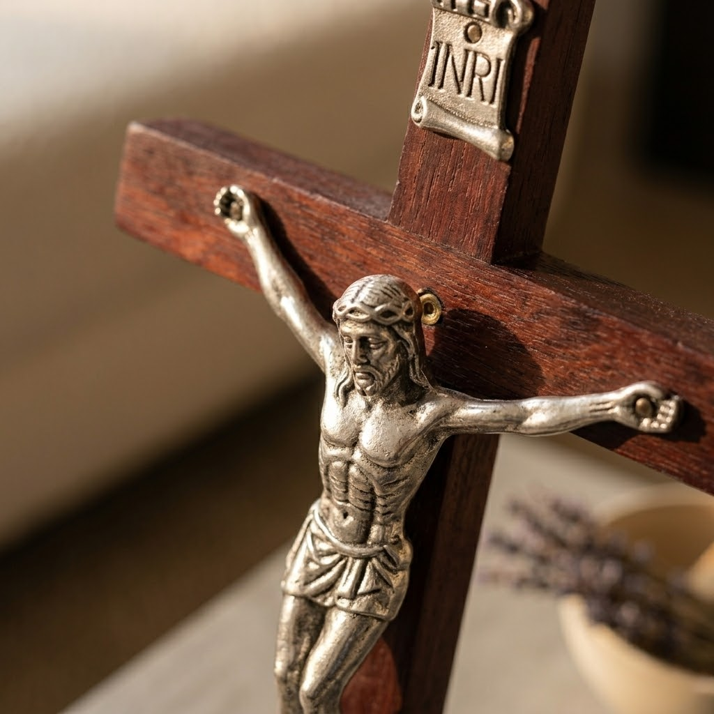 Wooden Jesus Cross with Stand | Religious Crucifix | Catholic Home Decor
