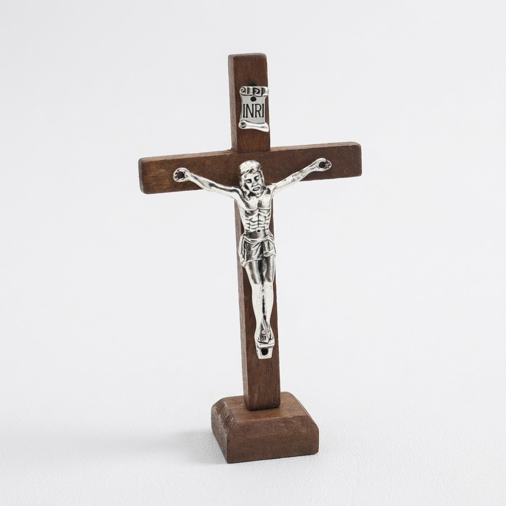 Wooden Jesus Cross with Stand | Religious Crucifix | Catholic Home Decor