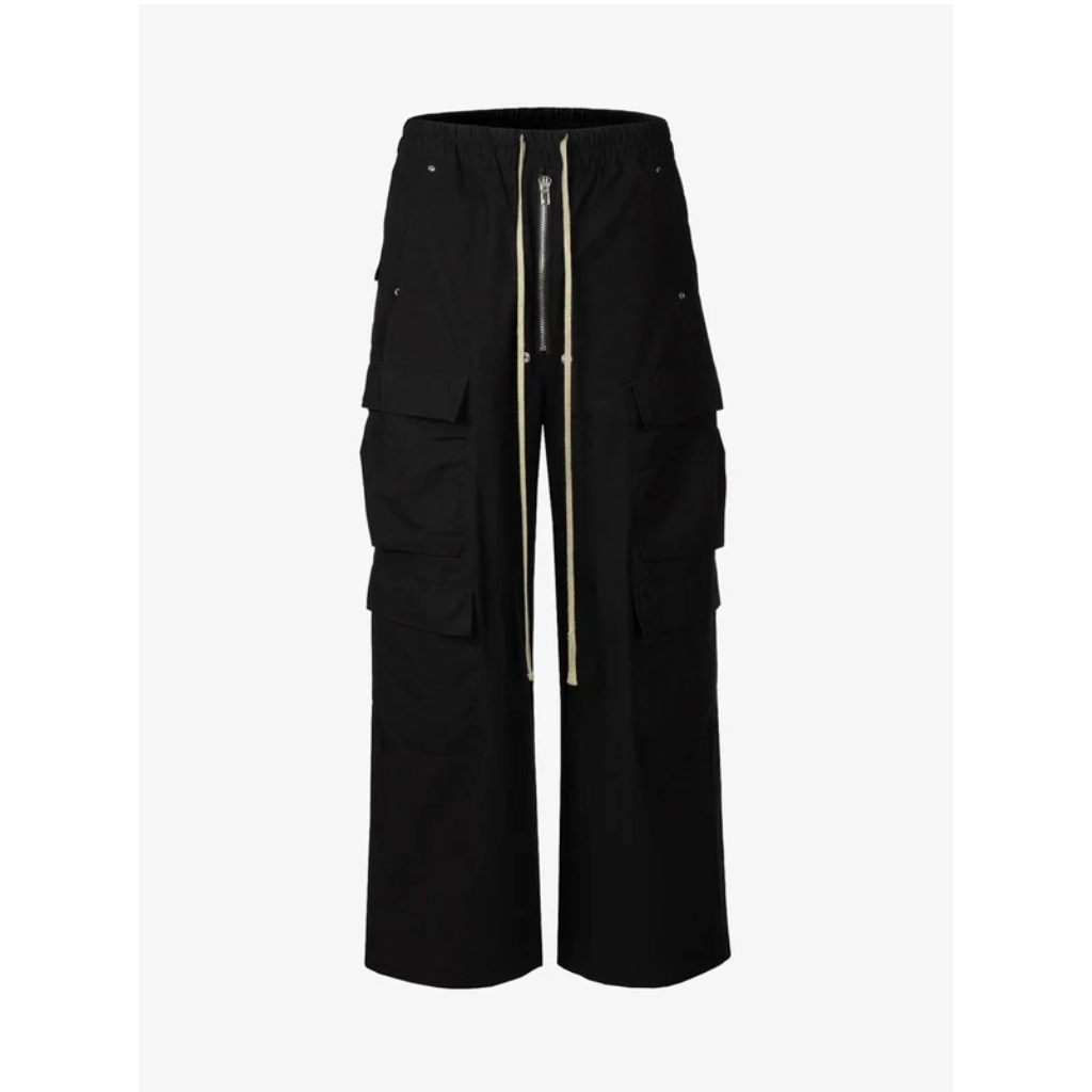 Woven Cargo Pants Baggy Wide Leg Flared Multi Pocket Streetwear