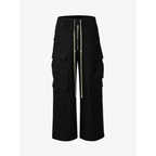 Woven Cargo Pants Baggy Wide Leg Flared Multi Pocket Streetwear