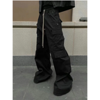 Woven Cargo Pants Baggy Wide Leg Flared Multi Pocket Streetwear