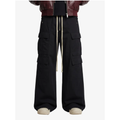 Woven Cargo Pants Baggy Wide Leg Flared Multi Pocket Streetwear