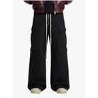 Woven Cargo Pants Baggy Wide Leg Flared Multi Pocket Streetwear