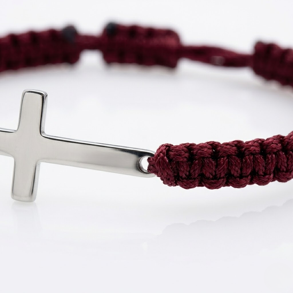 Woven Stainless Steel Cross Bracelet for Men | Baptized