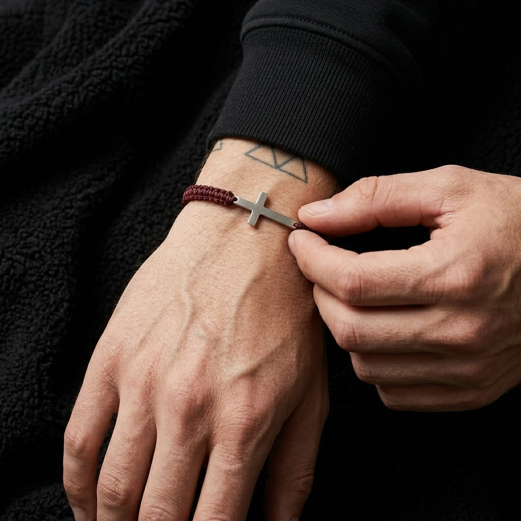 Woven Stainless Steel Cross Bracelet for Men | Baptized