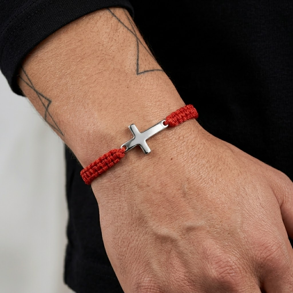 Woven Stainless Steel Cross Bracelet for Men | Baptized