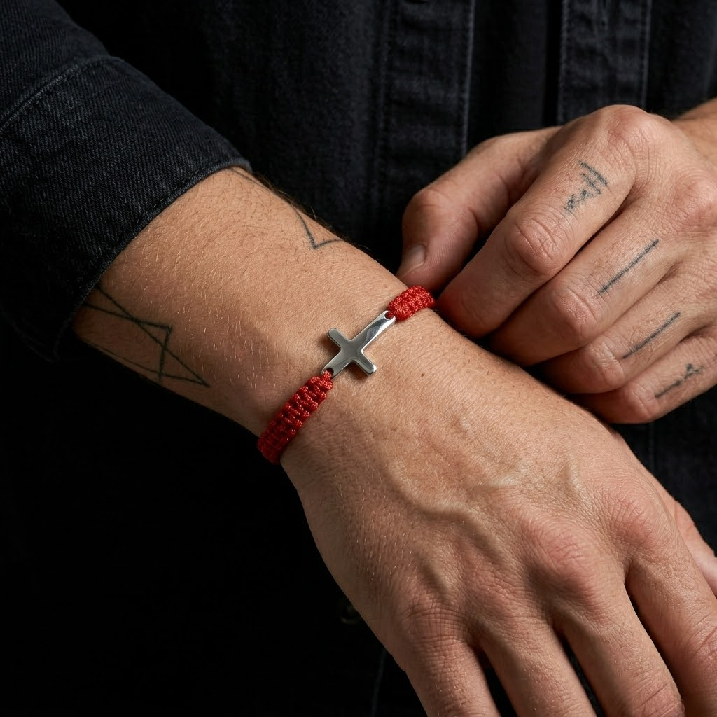 Woven Stainless Steel Cross Bracelet for Men | Baptized