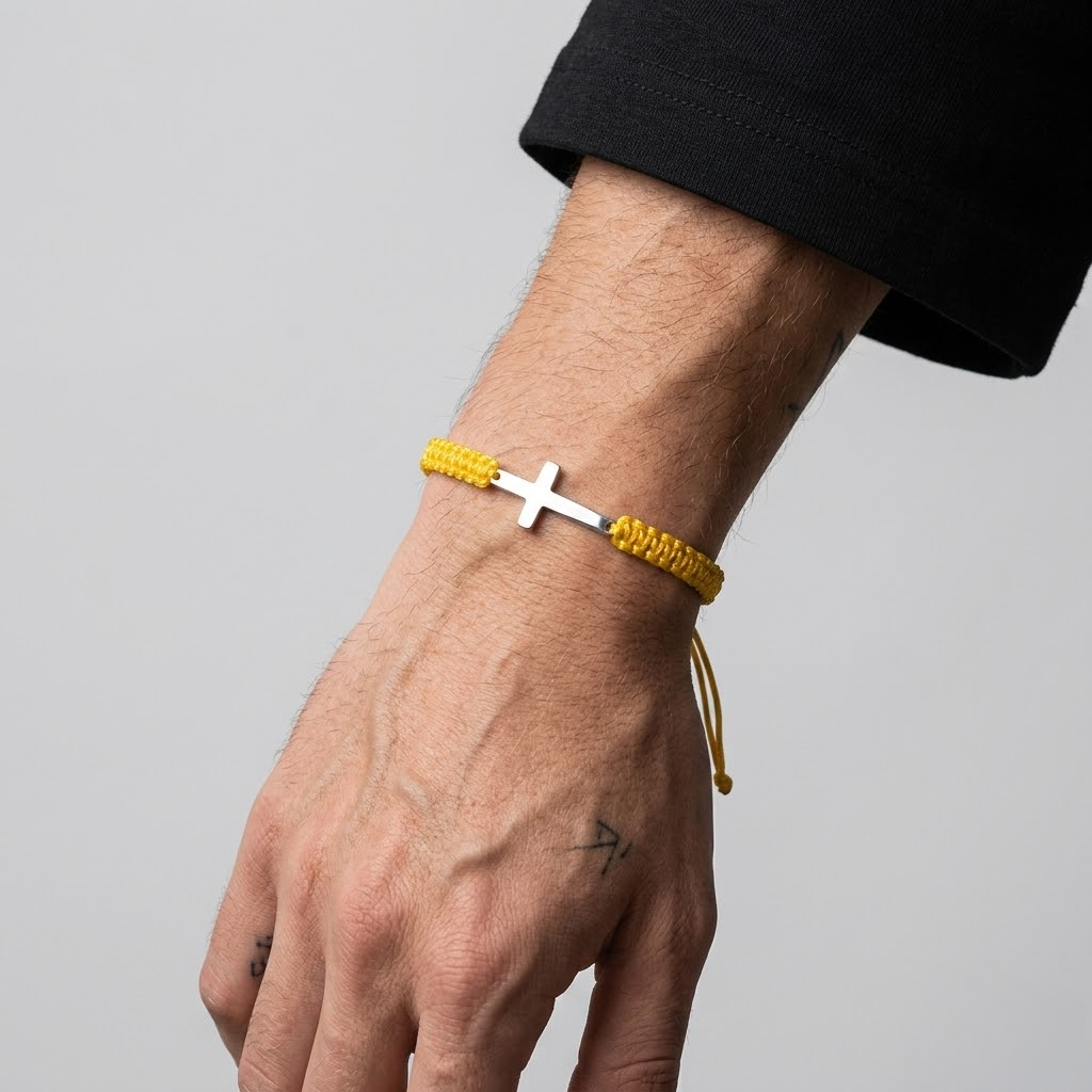 Woven Stainless Steel Cross Bracelet for Men | Baptized