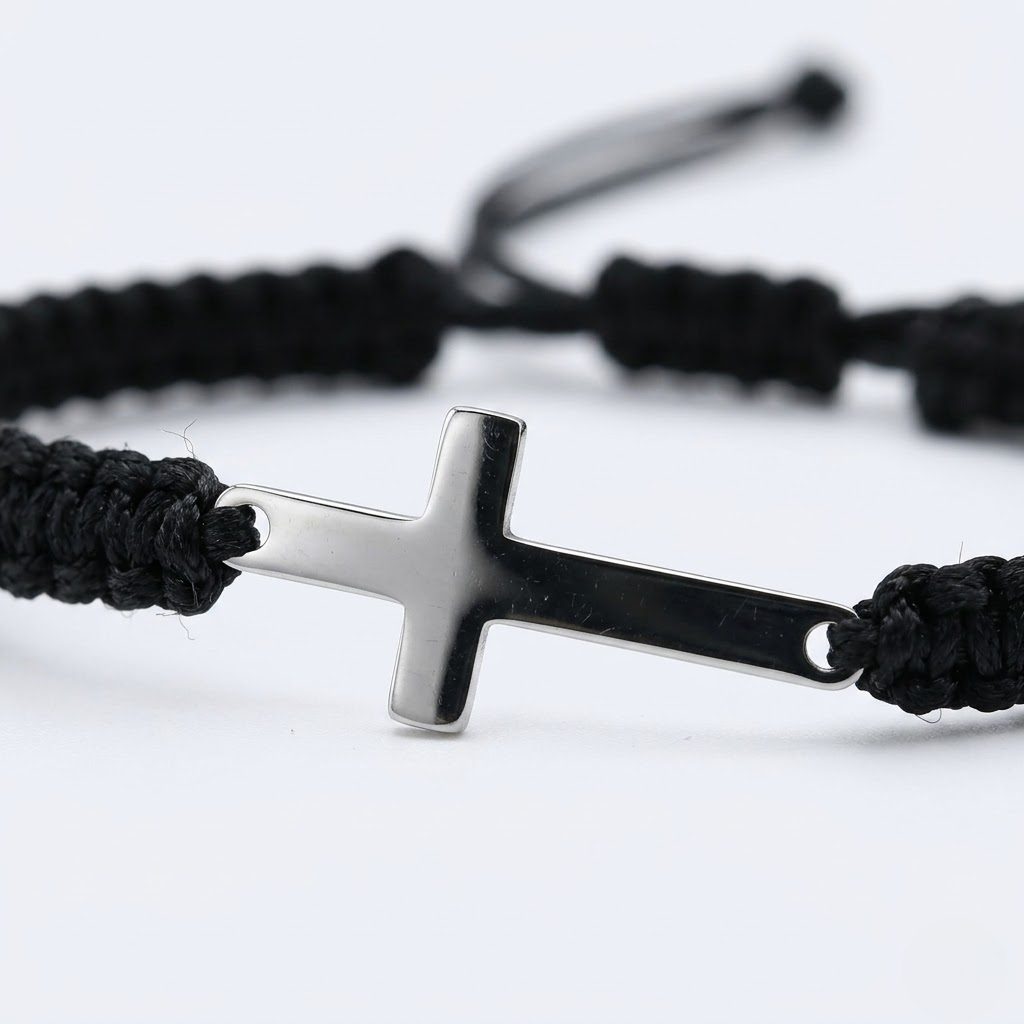 Woven Stainless Steel Cross Bracelet for Men | Baptized