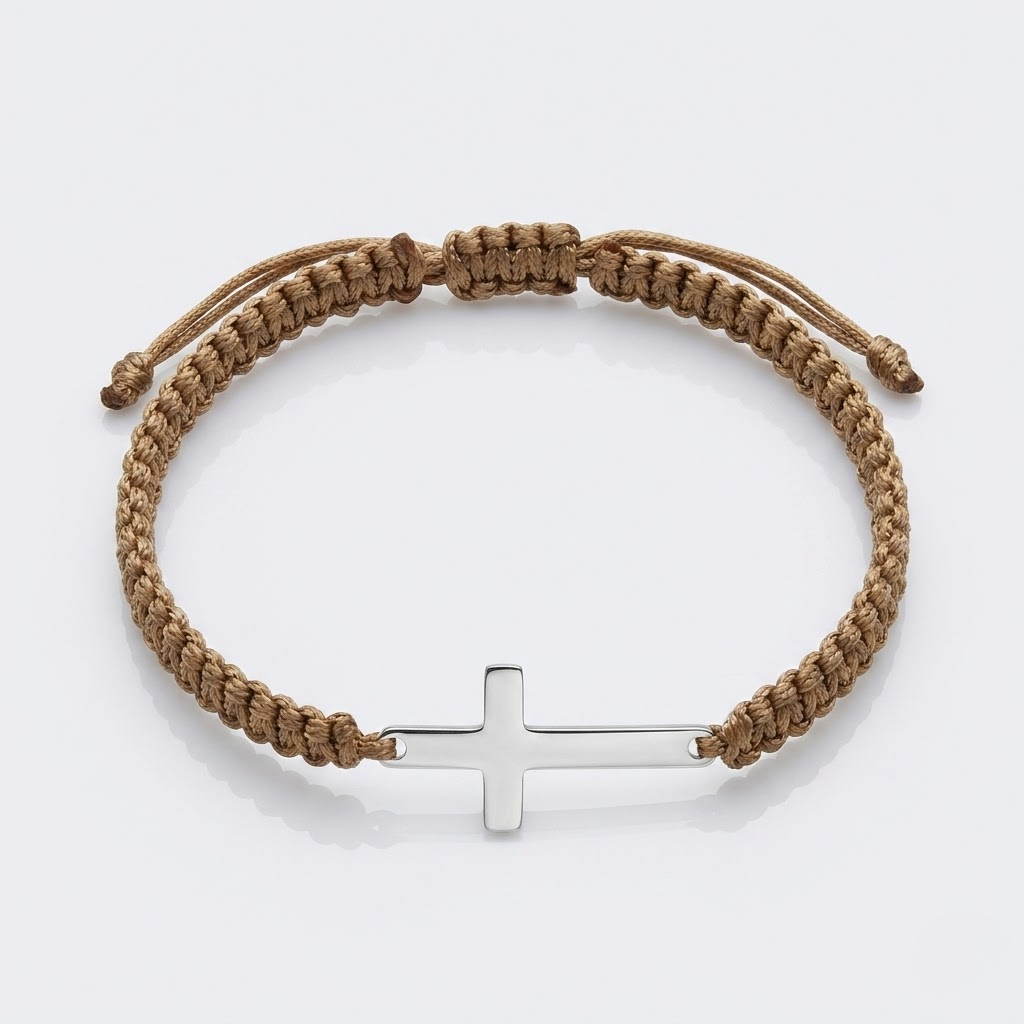 Woven Stainless Steel Cross Bracelet for Men | Baptized