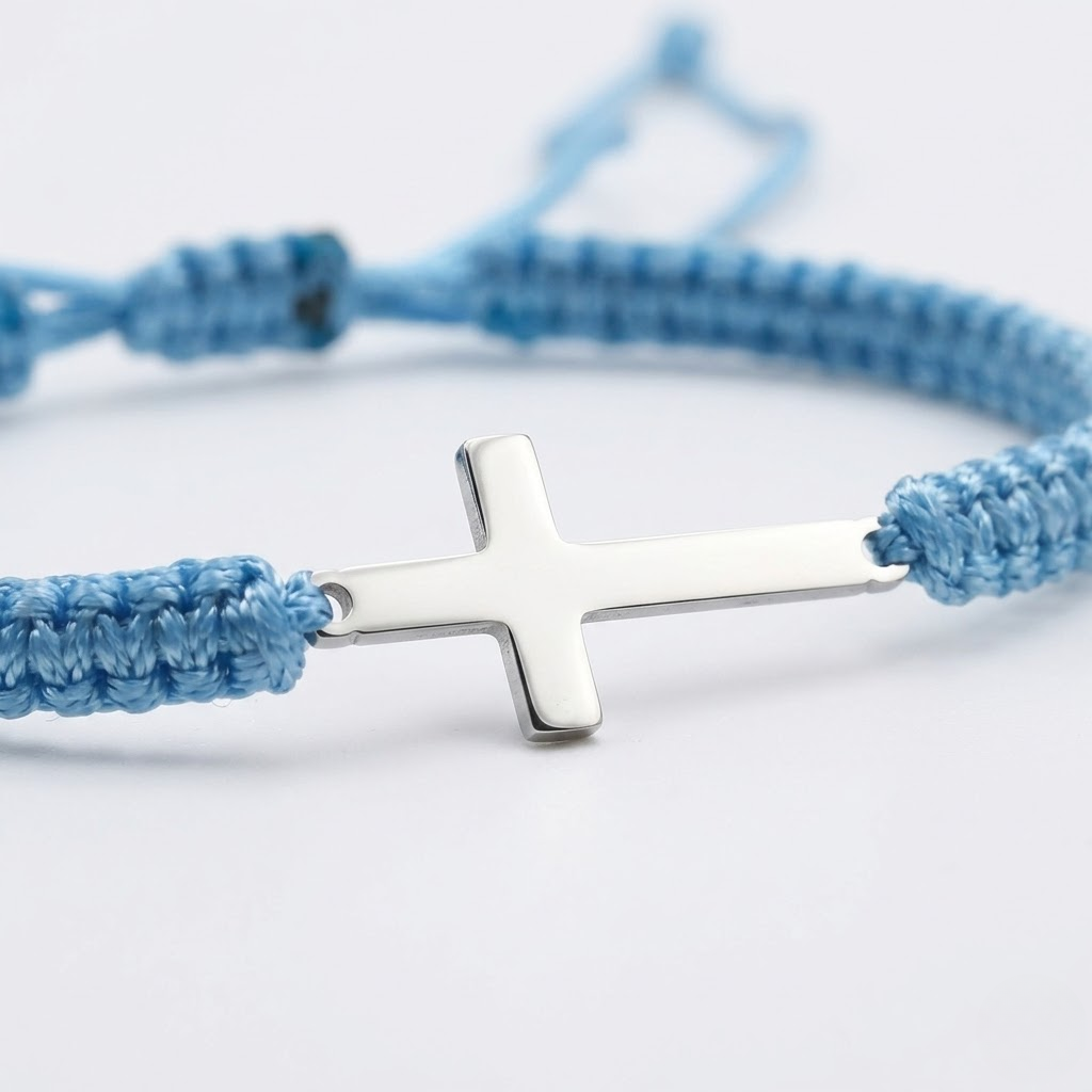 Woven Stainless Steel Cross Bracelet for Men | Baptized