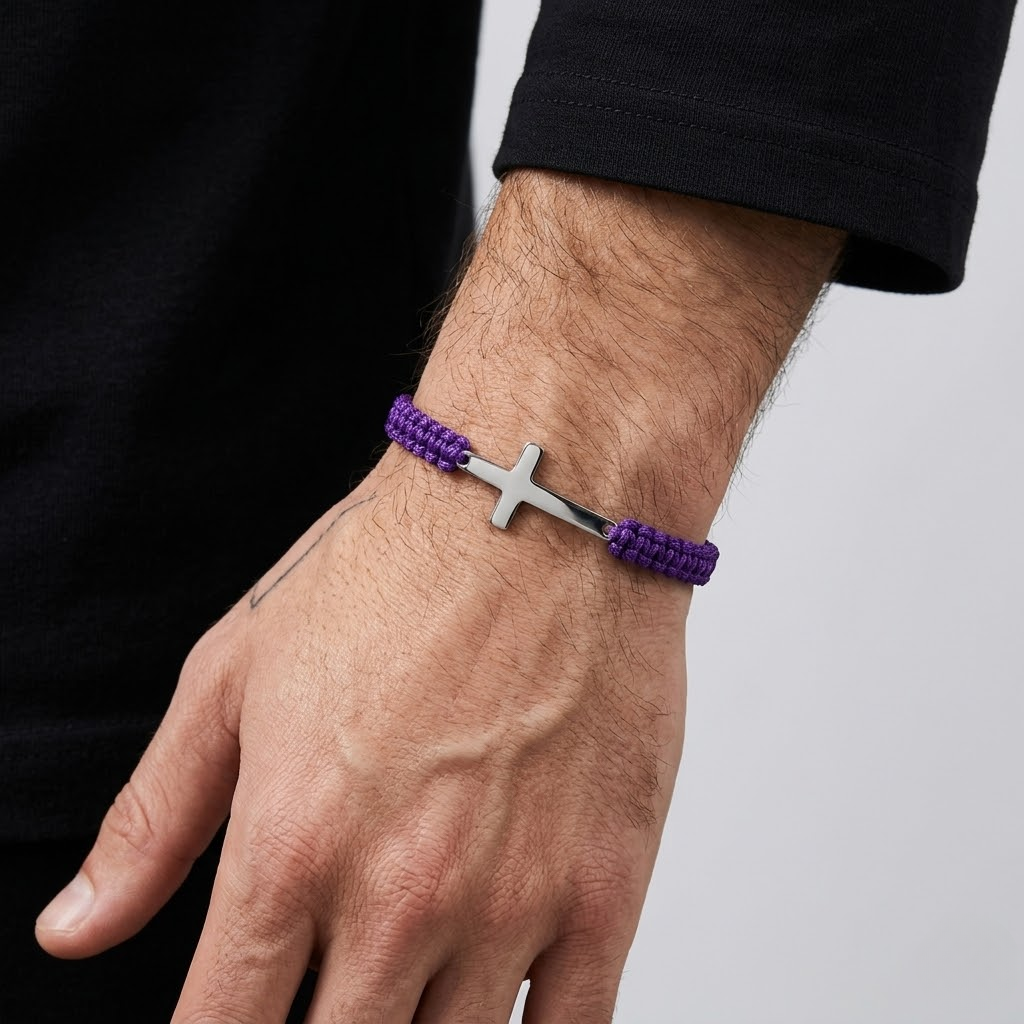 Woven Stainless Steel Cross Bracelet for Men | Baptized