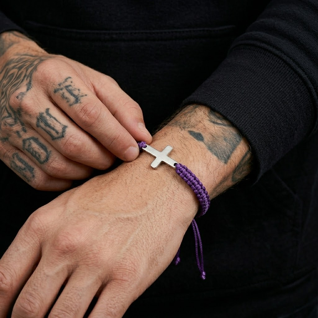 Woven Stainless Steel Cross Bracelet for Men | Baptized