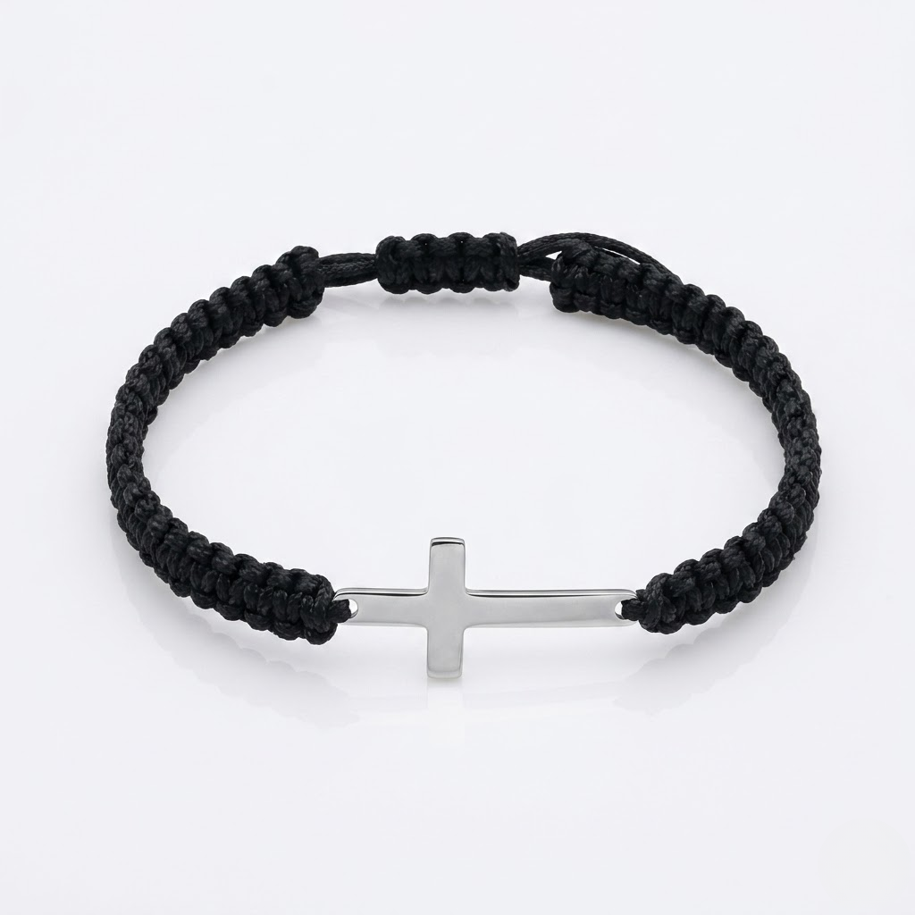 Woven Stainless Steel Cross Bracelet for Men | Baptized