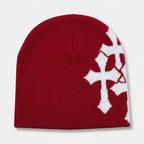 Y2K Crucifix Jacquard Knitted Hat-Tithesource-