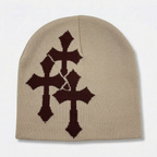 Y2K Crucifix Jacquard Knitted Hat-Tithesource-