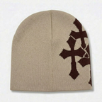 Y2K Crucifix Jacquard Knitted Hat-Tithesource-