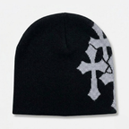 Y2K Crucifix Jacquard Knitted Hat-Tithesource-