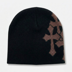 Y2K Crucifix Jacquard Knitted Hat-Tithesource-