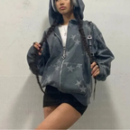 Y2K Grunge Star Zip Up Hoodie