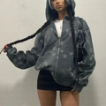 Y2K Grunge Star Zip Up Hoodie