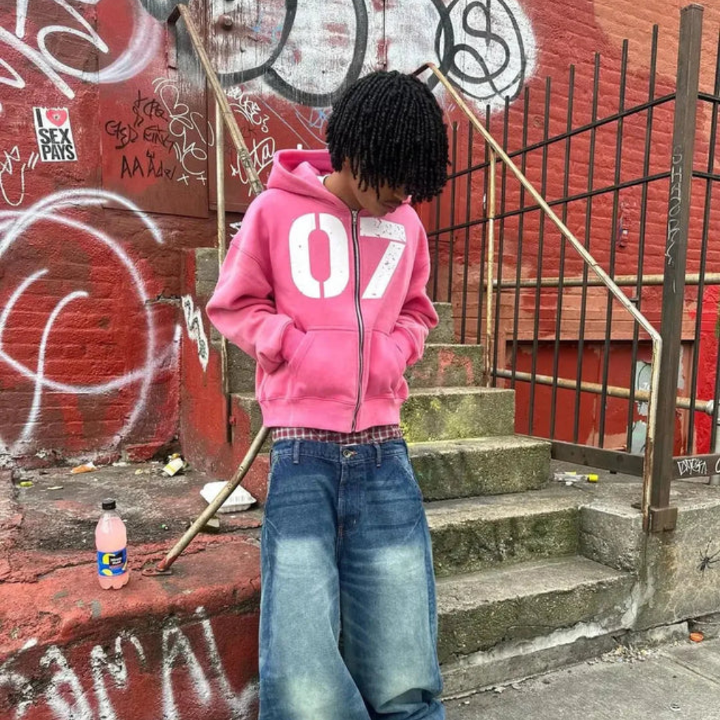 Y2K Oversized Zip Up Hoodie 07
