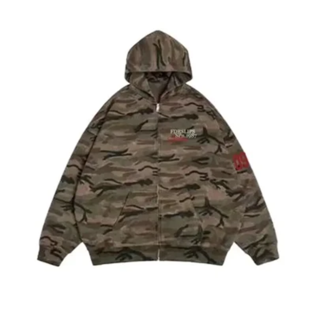 Y2K Retro Camouflage Zip Up Hoodie