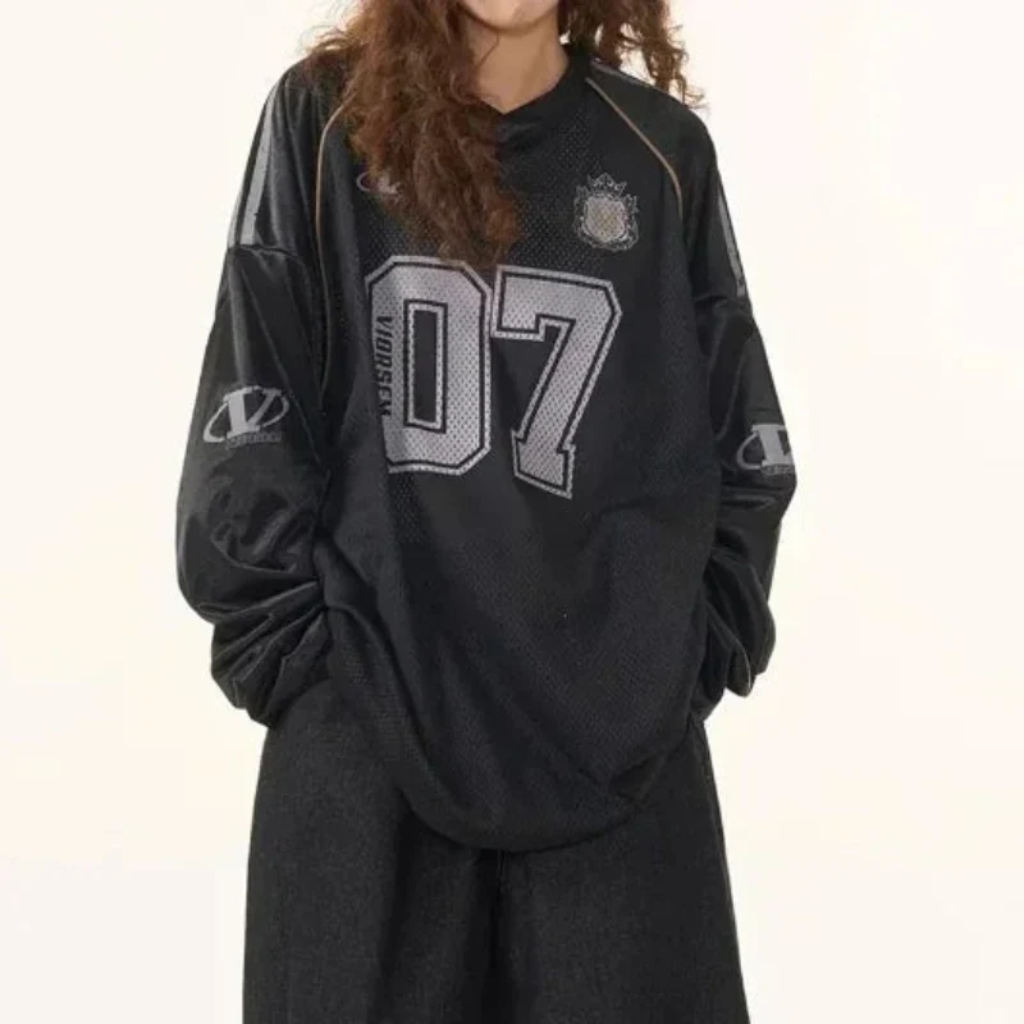 Y2K Retro Long Sleeve Printed Jersey T-Shirt