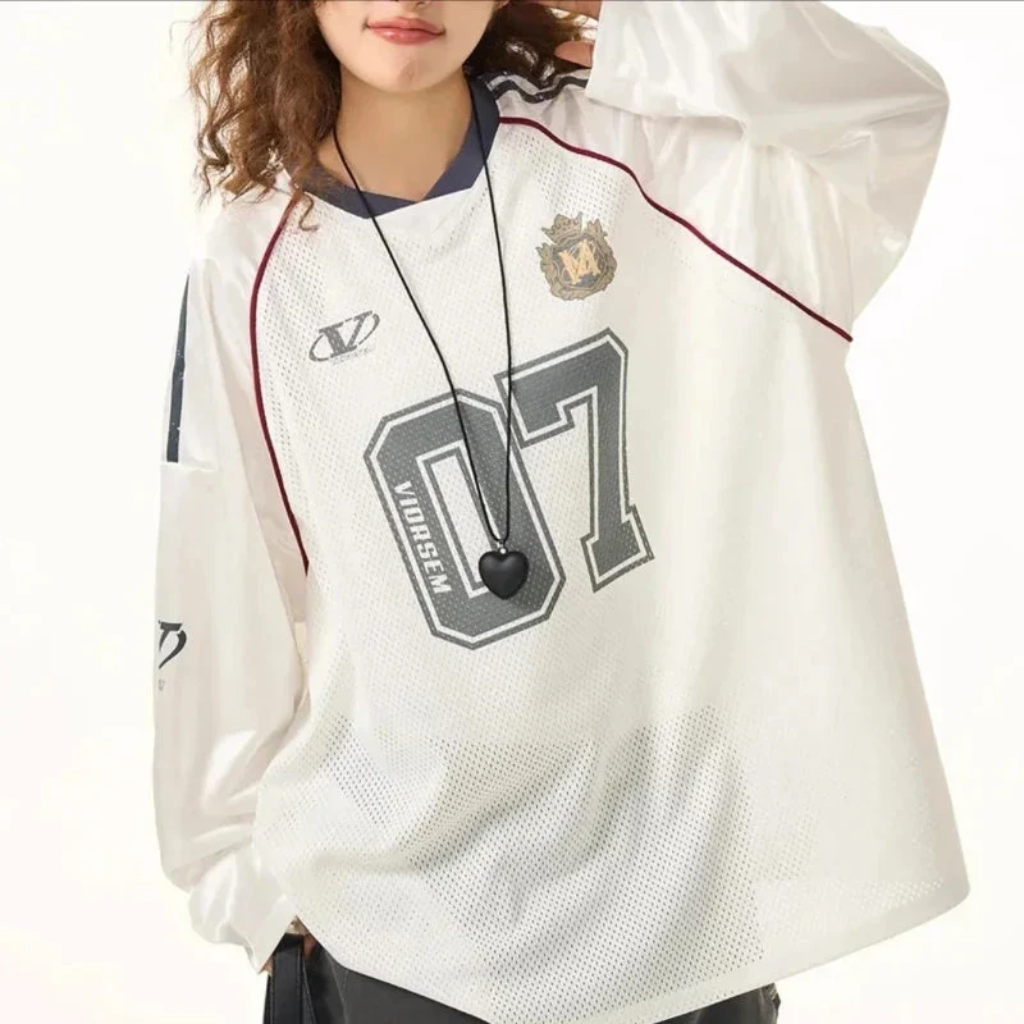 Y2K Retro Long Sleeve Printed Jersey T-Shirt