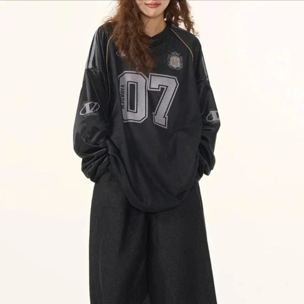 Y2K Retro Long Sleeve Printed Jersey T-Shirt