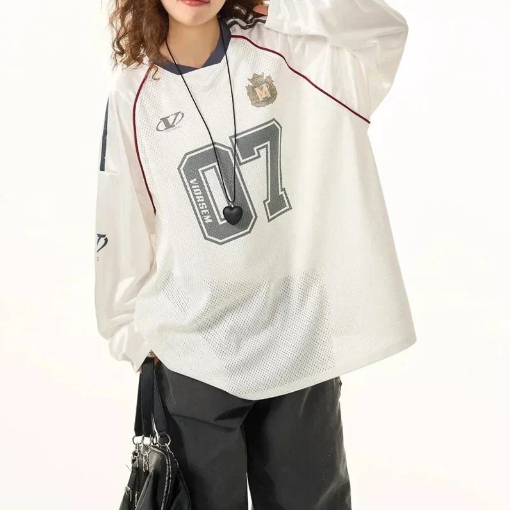Y2K Retro Long Sleeve Printed Jersey T-Shirt