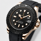 Yacht Diver - Rose Gold Watch - Silicone strap - Date - Luminous