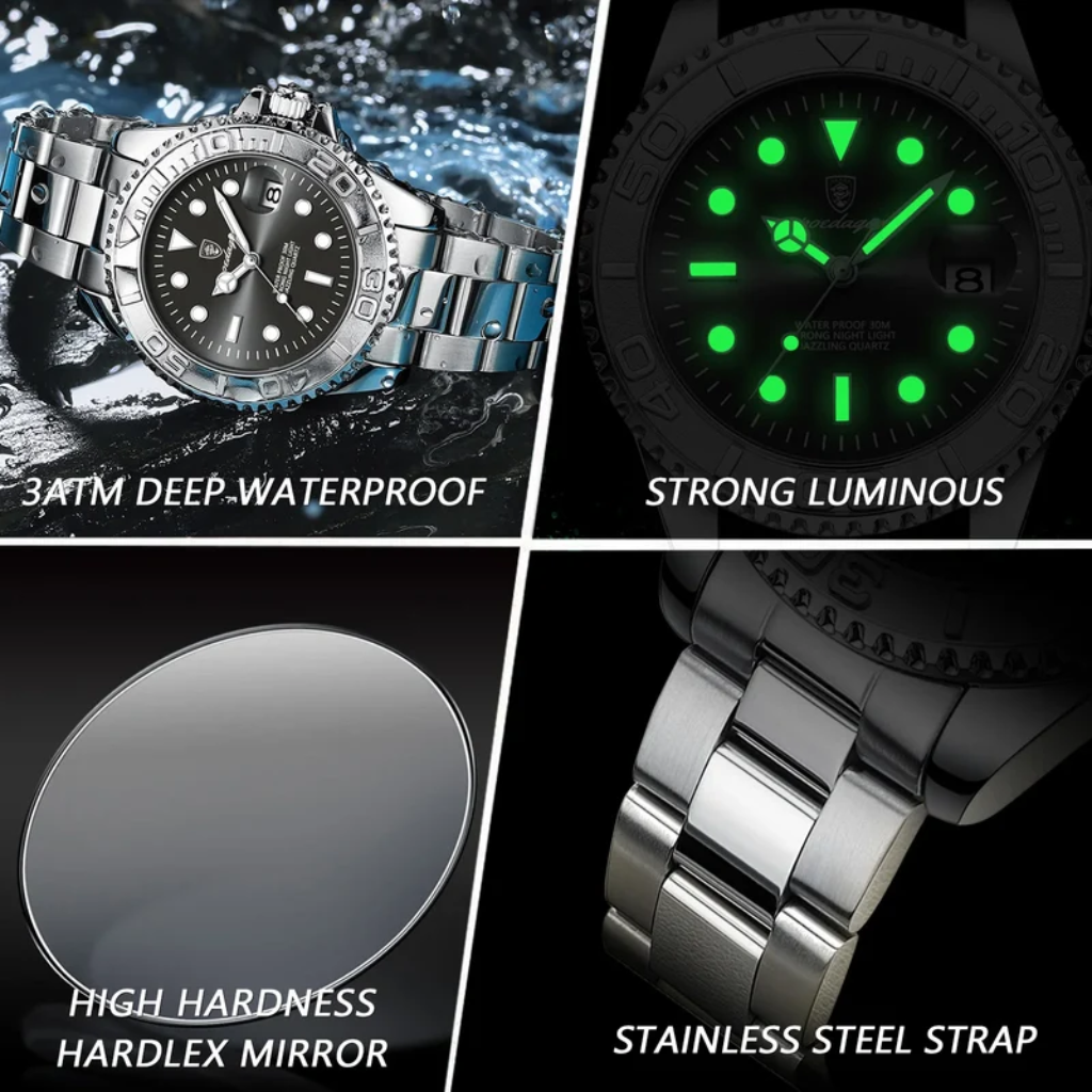 Yacht Diver - Stainless Steel Watch - Date - Luminous