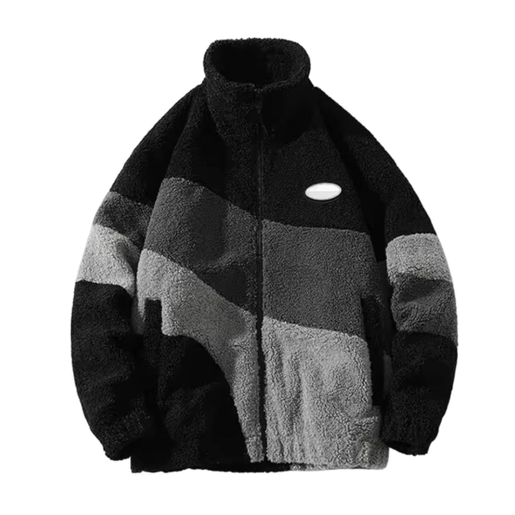 Zip Up Sweater Men High Collar Streetwear Y2K-Tithesource-Black-S-