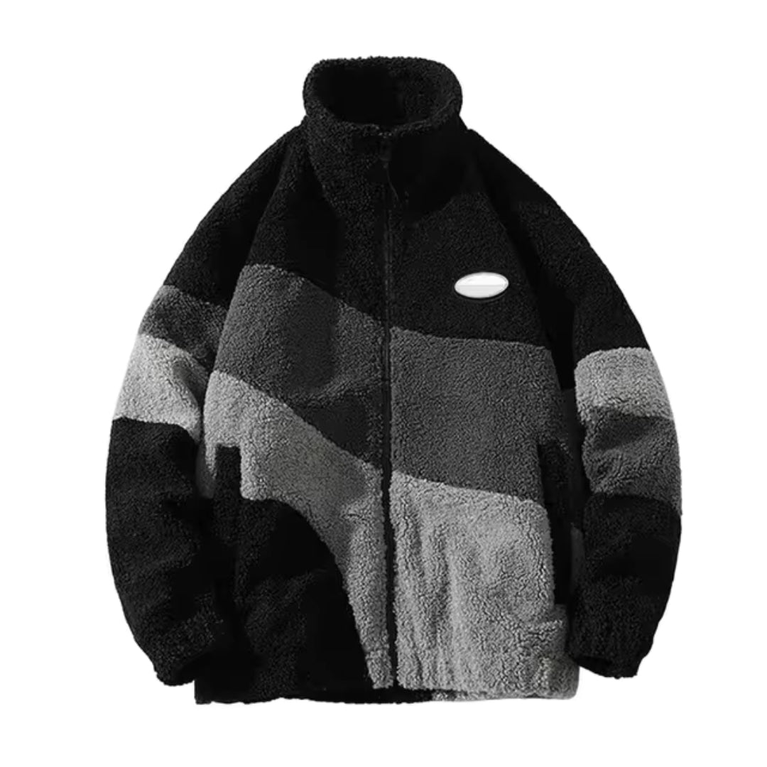 Zip Up Sweater Men High Collar Streetwear Y2K-Tithesource-Black-S-