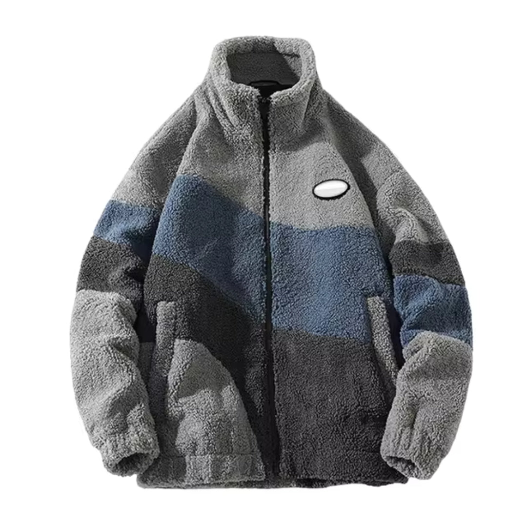 Zip Up Sweater Men High Collar Streetwear Y2K-Tithesource-Grey-S-
