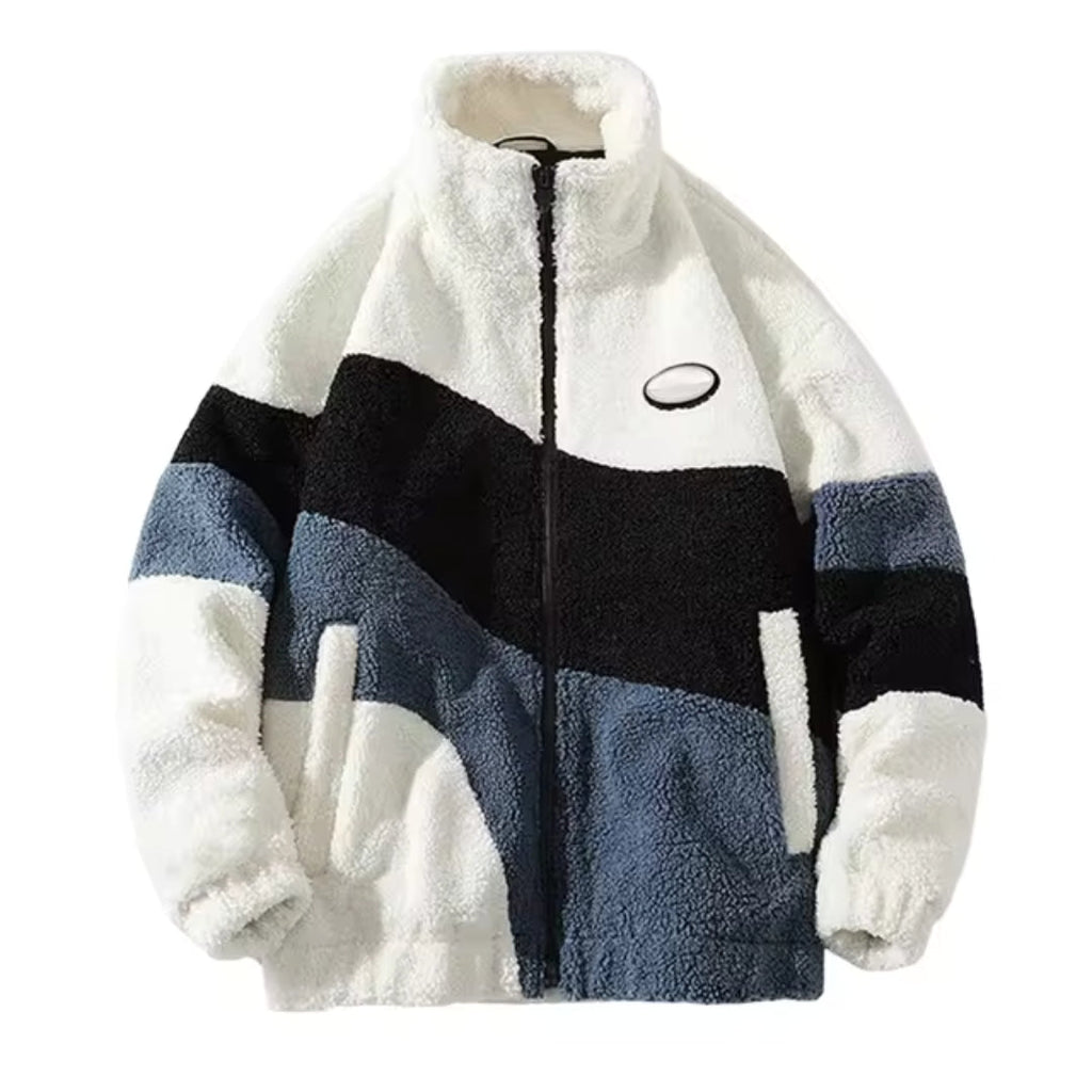 Zip Up Sweater Men High Collar Streetwear Y2K-Tithesource-White-S-