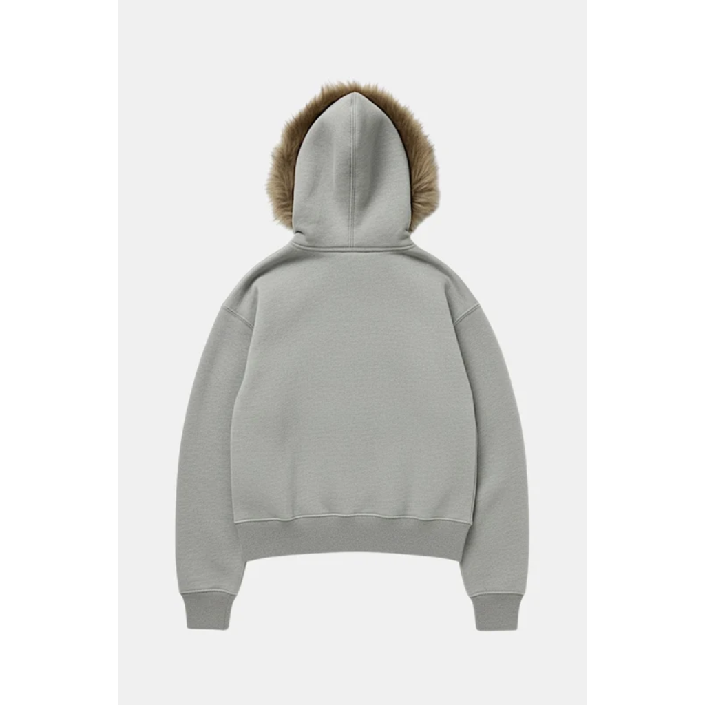 Zip Up Hoodie Men Oversized With fur Hood