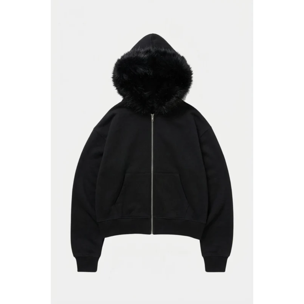 Zip Up Hoodie Men Oversized With fur Hood