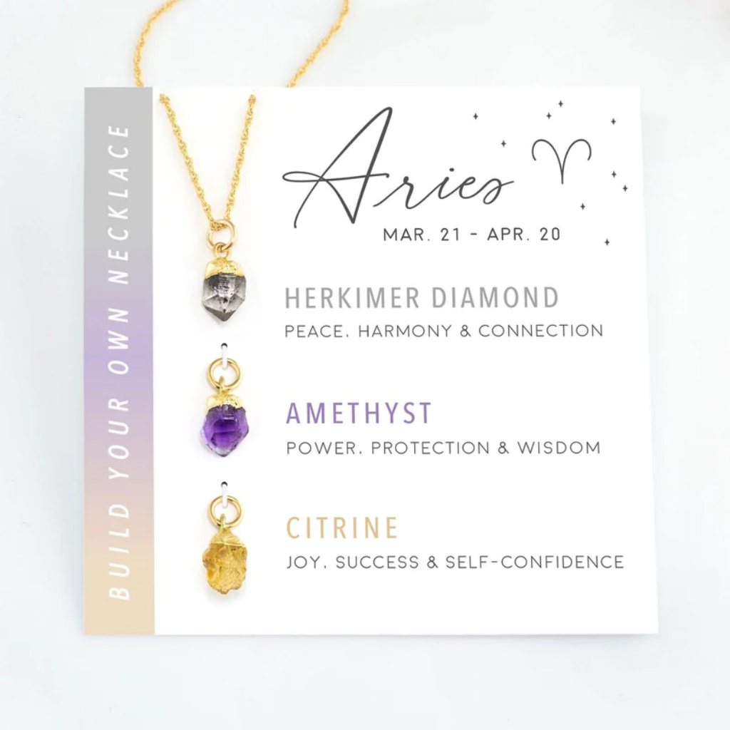 Zodiac Birthstone Necklace Gold Women