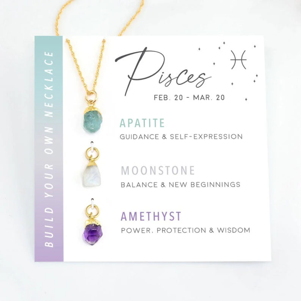 Zodiac Birthstone Necklace Gold Women