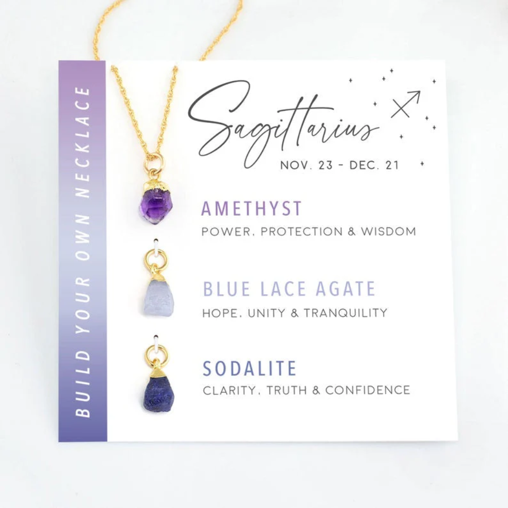 Zodiac Birthstone Necklace Gold Women