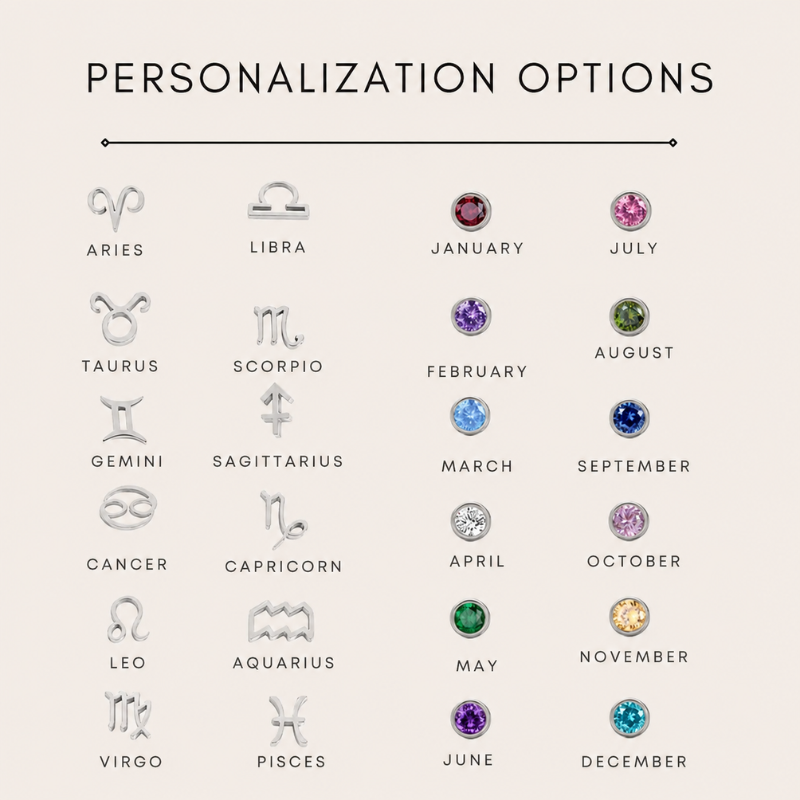 Birthstone Zodiac Silver Necklace Women