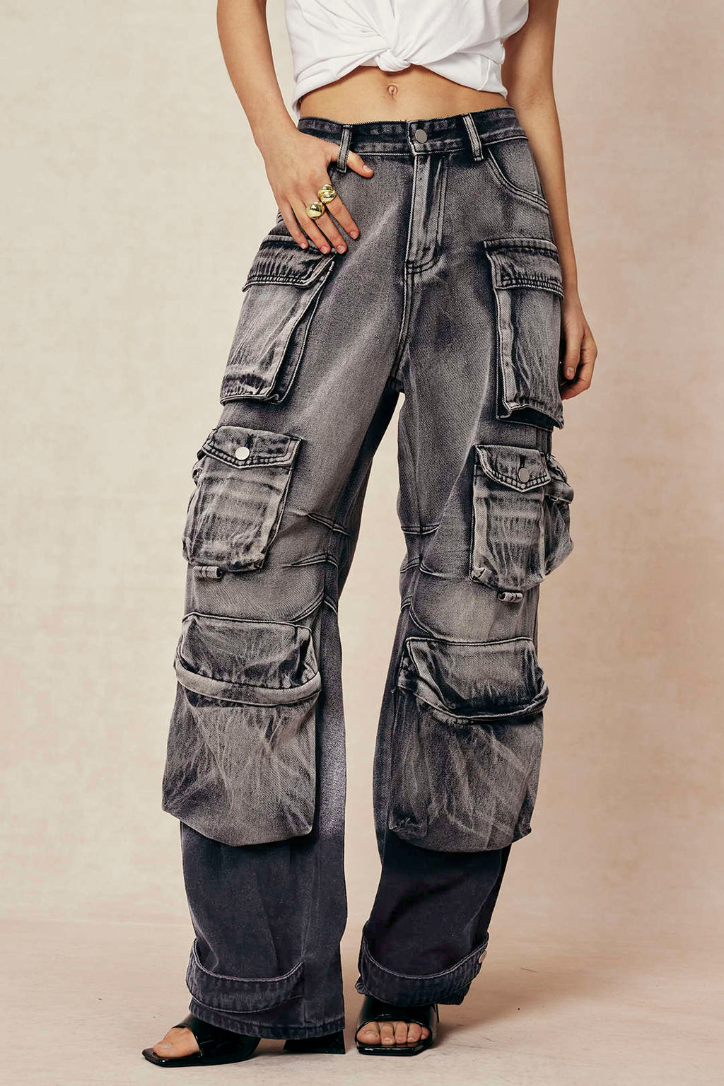 Cargo Jeans Women - Wide Leg Multi Pocket