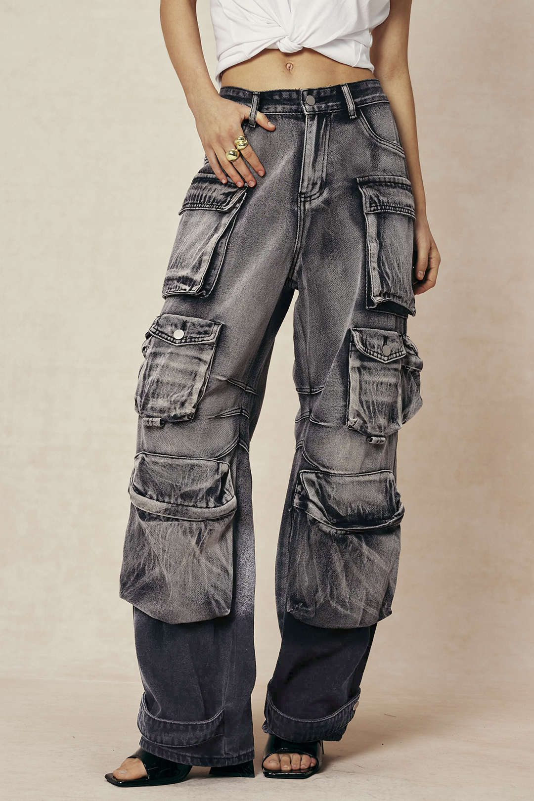 Cargo Jeans Women - Wide Leg Multi Pocket