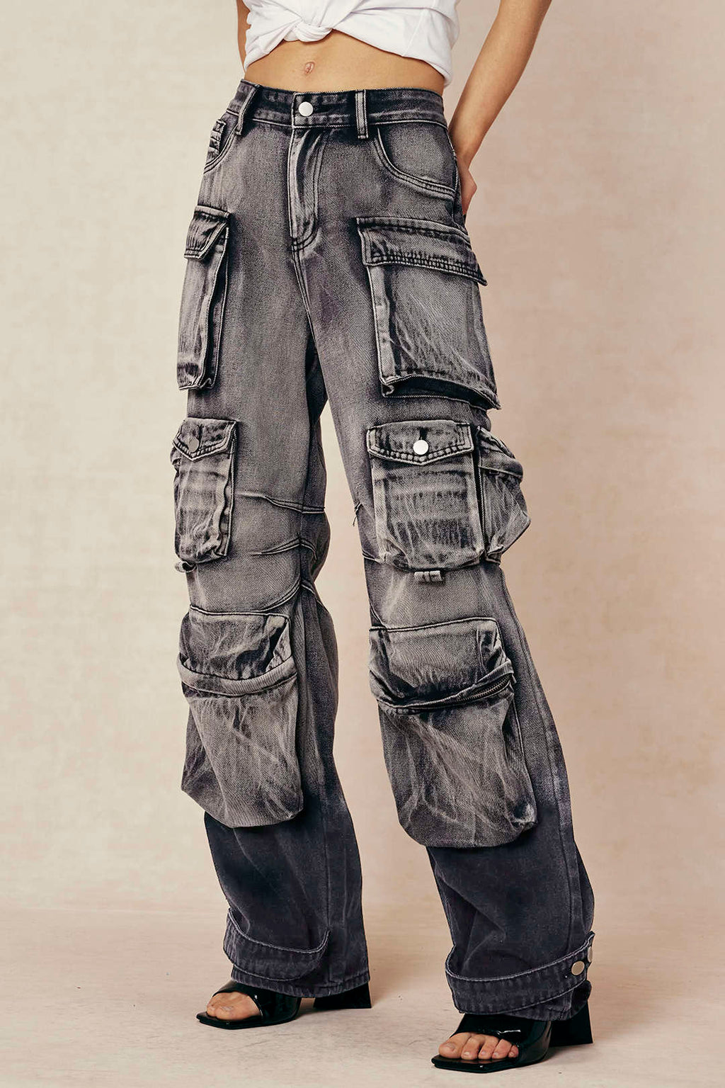 Cargo Jeans Women - Wide Leg Multi Pocket