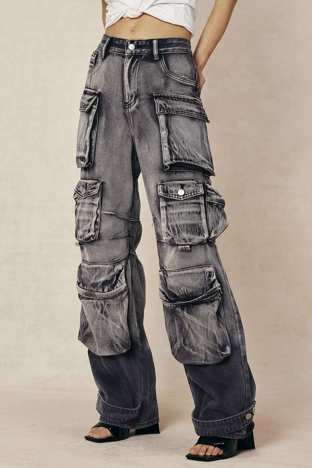 Cargo Jeans Women - Wide Leg Multi Pocket