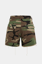 Camo Cargo Shorts Women - Destroyed Camouflage Y2K Shorts-Tithesource-
